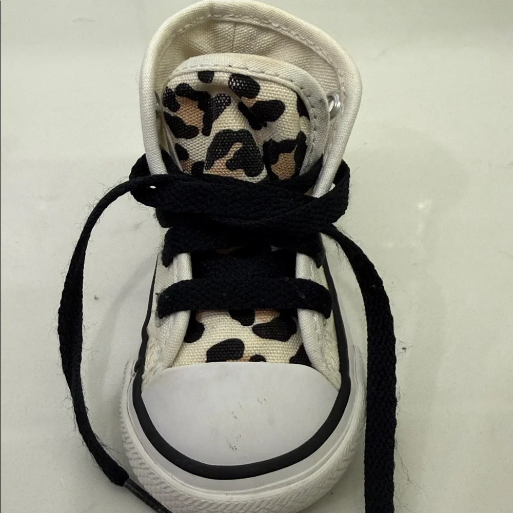 Converse Chuck Taylor All Star Toddler Size 4 Egret Black Leopard High Tops EUC